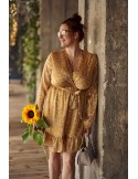 Rochie aerisita cu decolteu plic, mustar 50500 - Magazin online - Boutique